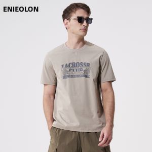 Enjeolon | American Retro Letter Printed Short Sleeve T-Shirt 210G
