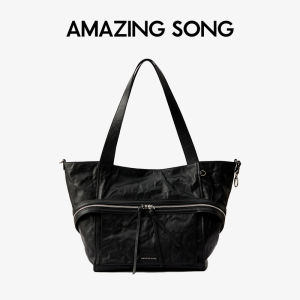 Pleated Tanned Leather Tote Bag