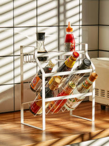 Kitchen Countertop Multi-layer Spice Storage Rack Stand Metal Rust-proof Home Use Oil Salt Sauce Organizer Nordic Style