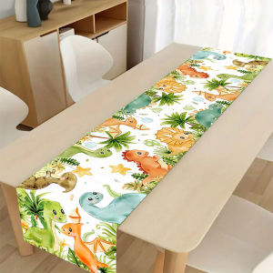 Jungle Cartoon Dinosaur Table Runner Birthday Party Kitchen Sideboard Home Holiday Ornament Jungle Dino Party Supplies