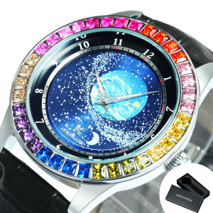 AOKULASIC | AOKULASIC Fashion Mens Watches Top Brand Luxury Starry Sky Luminous Automatic Mechanical Watch for Men Leather Steel Strap New