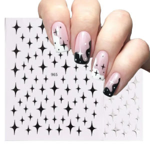 【XZ Beauty】Laser Star Nail Art Sticker 3D Gold White Stars Glitter Nail Decals DIY Charms Nails Decoration Foils Manicure Nail Accessory