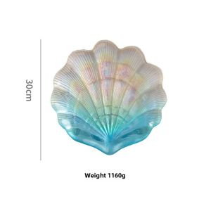 In Stock Ins Scandinavian Mermaid Magic Colored Glaze Ocean Shell Glass Plate Dish Gadget Ornament Storage Decoration
