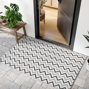 Modern Simple Entrance Door Mat PVC Doorstep Anti-Slip Carpet Home Use Dirt Resistant No-Wash Silk Circle Floor Rug