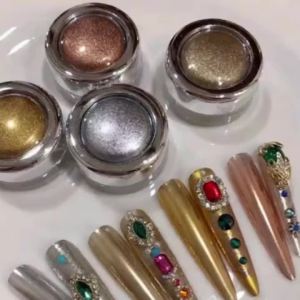 4Colors/Set Magic Mirror Nail Powder 0.5g Gold/Silver/Rose Gold/Champagne Chrome Pigment Dust Gel Polish Metallic Rubbing Powder