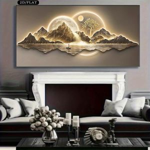 Extra Large Modern Minimalist Mountain Range Canvas Print - Frameless Landscape Wall Art for Living Room Bedroom Hallway Decor
