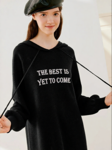 SEIFINI | Hooded Black Slimming Straight Cut Dress