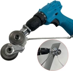 Drill Plate Cutter Metal Nibbler Drill Attachment with Adapter Double Headed Sheet Nibbler Cutter Sheet Metal Knife Electric D