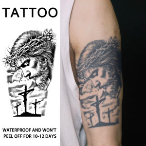 1Pc Jesus and the Cross Waterproof Temporary Tattoo Stickers Long-lasting Waterproof for One to Two Weeks For Arm Leg