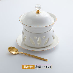 Phong Cách Châu Âu Sứ Bát Súp Có Nắp Đậy Cho Món Tráng Miệng Tổ Chim Cá Gelatin Nước Ngọt Bát Súp Có Đế Làm Nóng Cách Nhiệt