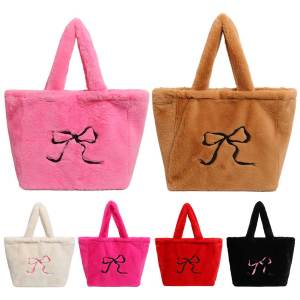 Womens Soft Furry Shoulder Bag with Spacious Design Casual Tote for Everyday Use