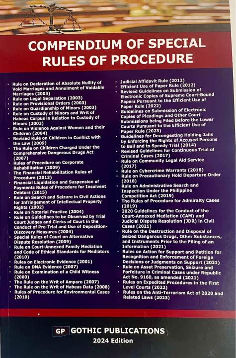 Special Rules Compendium of Special Rules of Procedure (2024 Edition) | Lazada PH
