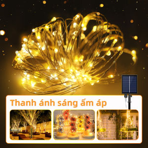 Đèn Dây Năng Lượng Mặt Trời Ngoài Trời Đèn Thần Tiên Đèn Dây Đồng Trang Trí Chống Nước 8 Chế Độ Cho Cây Vườn Giáng Sinh Tiệc Cưới Trắng Ấm Áp Nhiều Màu Trắng