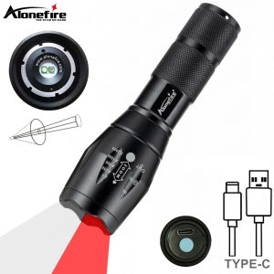 Alonefire G700-C 2 in 1 Zoomable Red/Green/Blue White light LED Flashlight USB Rechargeable Fishing Hiking Travel Camping Torch