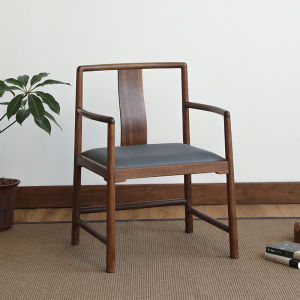 Simplified Chinese Style Black Walnut Wood Solid Wood Simple Official Hat Chair TaiShi Chair round Chair Tea Chair Owner Chair Palace Chair Three-Piece Set