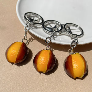 Creative Sugar-Cooked Chestnut Keychain High Aesthetic Value Bag Pendant Open Chestnut Dangle Decoration Simulated Chestnut