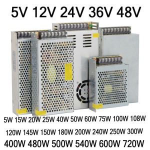 For LED Strip Driver 12V 24V 36V 48V 5V Switching Power Supply 5A 10A 20A AC 110V 220V to 60W 120W 200W 250W 360W SMPS Adapter