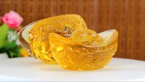Thỏi vàng pha lê vật phẩm phong thủy thỏi vàng chiêu tài để ban thờ decor nhà cửa