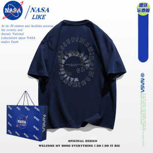 Summer New American Letter Short Sleeve T-Shirt Mens Heavyweight Pure Cotton Trendy Street Loose Half Sleeve Couples Top