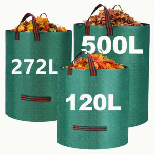 120-500L Garden Yard Waste Bag With Lid Foldable Leaf Collection Trash Can Reusable Fallen Leaves Outdoor Gardening Storage Bag
