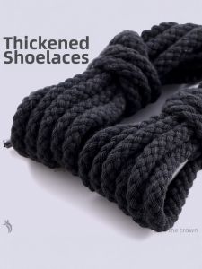 LINGMIAO | Black Thick Round Rope Shoe Laces