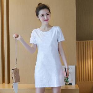 White T-Shirt Dress Summer New Style Waist-Cinching Slimming Chiffon Lace Skirt Midlife Moms Bow Tie Belt Fashionable Elegant