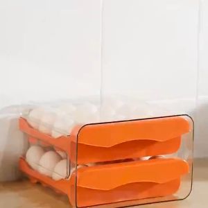 BOX EGG STORAGE 2 TINGKAT RAK TELOR TEMPAT PENYIMPANAN TELUR RAK SERBAGUNA WADAH KULKAS AESTETIC