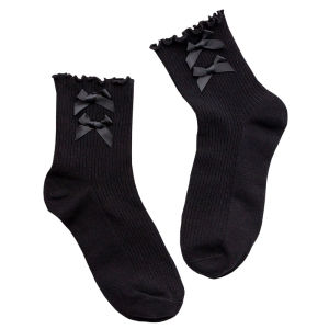 ถุงเท้าผ้าฝ้ายลายปมผีเสื้อสไตล์ญี่ปุ่นสำหรับผู้หญิง ถุงเท้าสั้นทรงหัวใจ ถุงเท้าคอตตอน ถุงเท้าครึ่งแข้ง เหมาะกับฤดูใบไม้ผลิและฤดูใบไม้ร่วง