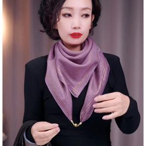 Khăn Choàng Vuông Thời Trang Phong Cách Hàn Quốc Dây Thừng Vàng Khóa Từ Giữ Ấm Cổ Khăn Choàng Lười Khăn Choàng Đa Năng Khăn Choàng Nữ Mùa Xuân Thu