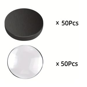 2026  Fridge Craft Glass Round Magnets Includes 50pcs Glass Stickers and 50pcs Fixing Stickers Transparent Glass Round Magnet