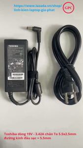 SẠC LAPTOP TOSHIBA 19V 3.42A chân 5.5x2.5mm - đường kính đầu sạc 5.5mm thay cho Toshiba Satellite L510 L640 C640 L645 L740 L745 C800 M830 M840 C840 M200 M300