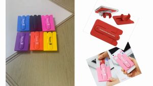 Touch-c 2 IN 1 Magic Sticker U Shape Silicone Phone Holder Suction Pad Stand Support Bracket ID/Credit Card Slot