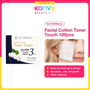 Nu Formula Facial Cotton Toner Touch 100pcs (Soft and Absorbent Cotton Pads for All Skin Types - Oily Dry Combination Normal Sensitive)