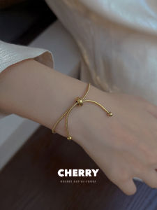 สร้อยข้อมือเหล็กไทเทเนียมปรับได้สําหรับผู้หญิง ลายซากุระ สีทองไม่ซีดจาง ดีไซน์เรียบง่ายจากญี่ปุ่นและเกาหลีใต้