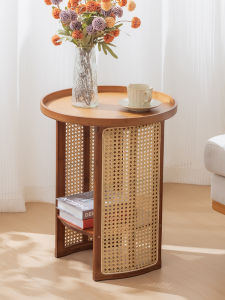 Creative round Small Table Sofa Side Table Tea Table Wicker Weaving Balcony Table Japanese Style Corner Table Home Use