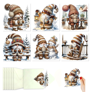 other | 6-Piece Diamond Painted set Greeting cards Christmas Patterns paper Materials Christmas gifts for Relatives and friends