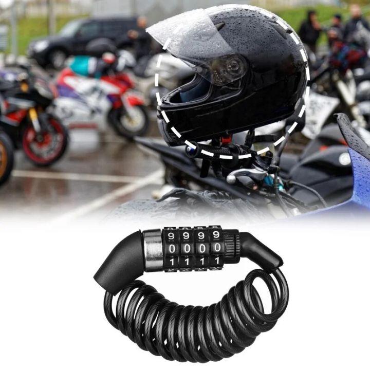 Motorcycle Bicycle AntiTheft Chain 4Digit Password Combination Helmet