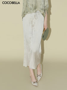 COCOBELLA | Elegant Silk Satin Pressed Pleats Long Skirt