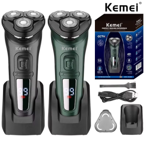 Kemei | Kemei KM-2805 LCD Dislay Waterproof Mens Electric Shaver Wet Dry Neck Beard Electric Razor Facial Shaving Machine Rechargeable
