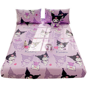 แผ่นผ้าฝ้ายกันลื่นสำหรับเด็กผู้หญิงแผ่นเตียงเจ้าหญิงการ์ตูนชุดผ้าปูที่นอนขนาดพอดีเตียงแบบเดี่ยวขนาดควีนไซส์100%