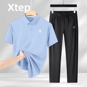 XTEP | Cool and Quick-drying Work Suit with Turn-down Collar Straight-cut Trousers