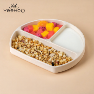 YeeHoO KIDS | Bộ Đĩa và Bát Silicone Hút Chân Không Chia Ngăn Cho Bé