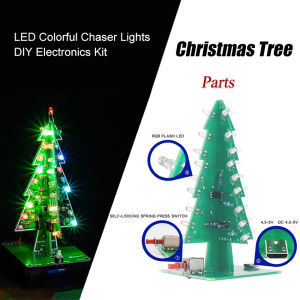Creative 3D Christmas Tree LED DIY Kit Red/Green/Yellow LED Flash Circuit Kit Electronic Welding Fun Suite 3 Color/7 Color PCB