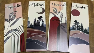 SH 4pcs combination Stay Positive Word Hard Make it Happen Wooden Wall Hanging Decor