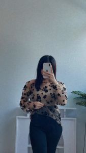 [Basica Moda] 1490 Atasan Top Blouse Wanita Celinda Motif Floral Tulle Import