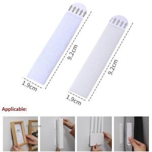 4/12Pairs No Drilling Required Hanging Picture Strip Double-sided Removable Wall Hooks for Frames Artworks Waterproof Adhesive