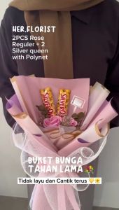 HER.FLORIST [ROSE] Soap 2 PCS and 2 PCS Silverqueen / Buket Bunga Sabun & Coklat Hadiah Kado