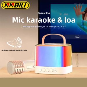 NNBILI 25W Karaoke Loa Máy Có Micro Kép Di Động Loa Âm Thanh Nổi RGB Ánh Sáng Môi Trường Xung Quanh Cho Các Bữa Tiệc Sử Dụng Nguồn Điện USB