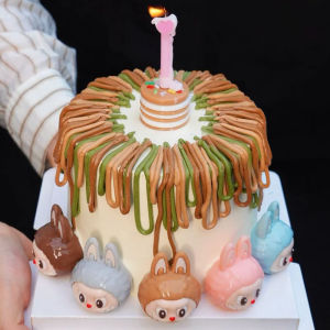 Cartoon Rabbit Cake Decoration Figurine Birthday Baking Boy Girl Dress up Toy Head Cloth Ornament Childrens Day Gift