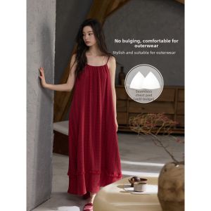 Summer Lightweight Cooling Sleepwear Dress With Padded Chest